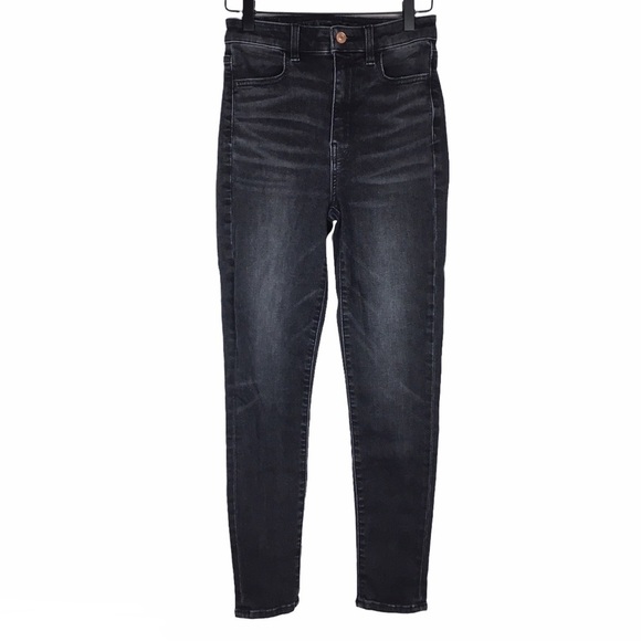 AMERICAN EAGLE Jeans Highest Rise Jegging Crop Faded Black Wash Size 4 Regular - Picture 15 of 15